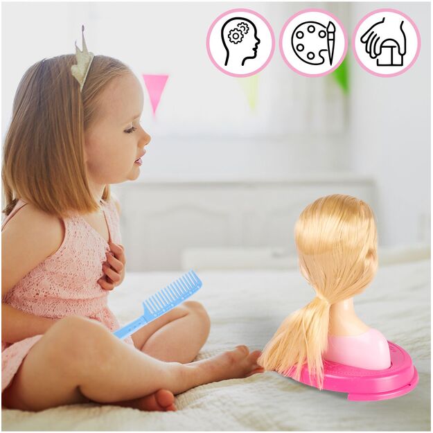 Lėlės galva šukavimui ir makiažui su aksesuarais 12