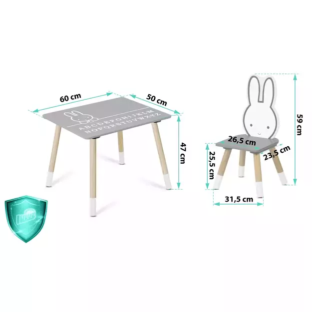 Staliukas su dviem kėdutėmis vaikams, Ricokids RC-847 Bunny