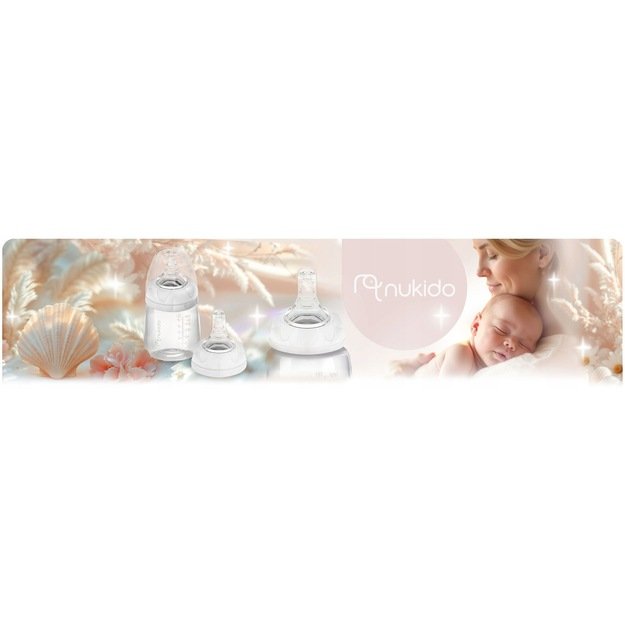 PP pieno buteliukų rinkinys 2 vienetai Nukido 0+, 180 ml