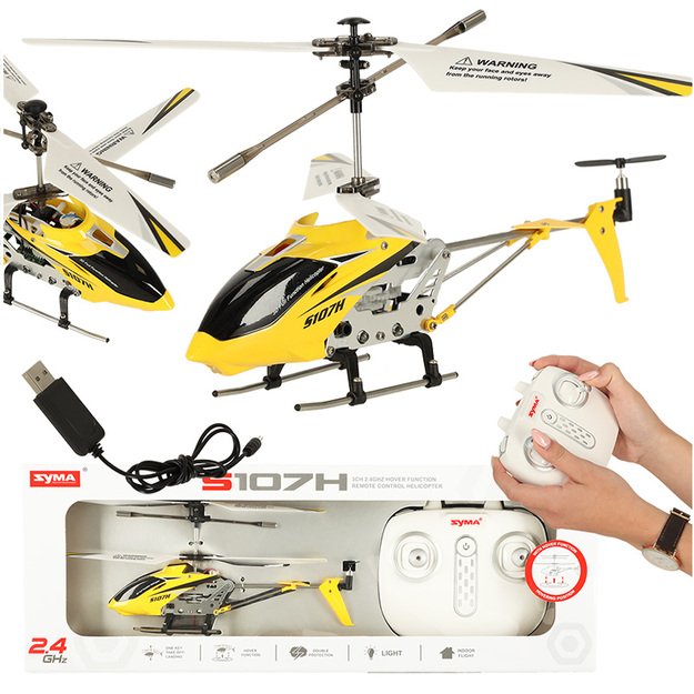 Nuotoliniu būdu valdomas sraigtasparnis RC SYMA S107H 2.4GHz RTF geltonas