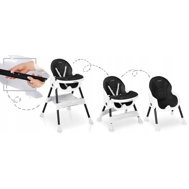 Ricokids Mani maitinimo kėdutė reguliuojama 3in 1, juoda