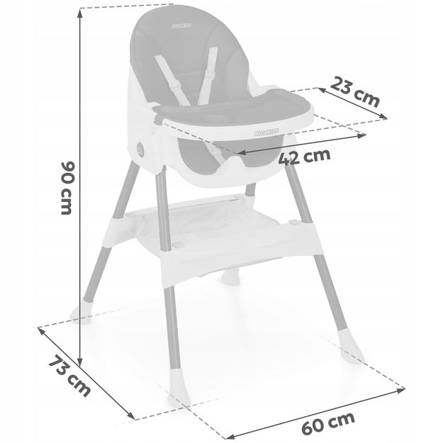 Ricokids Mani maitinimo kėdutė reguliuojama 3in 1, juoda