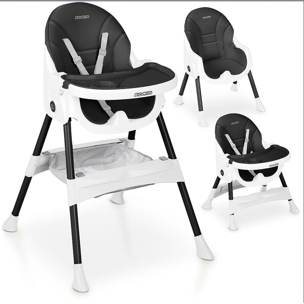 Ricokids Mani maitinimo kėdutė reguliuojama 3in 1, juoda