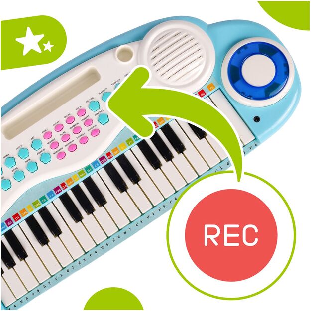 Vaikiškas pianinas su mikrofonu ir kėde 2