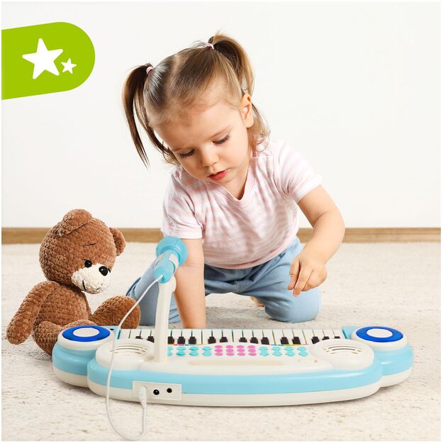 Vaikiškas pianinas su mikrofonu ir kėde 5