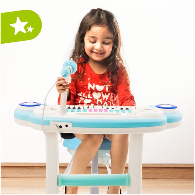 Vaikiškas pianinas su mikrofonu ir kėde 4