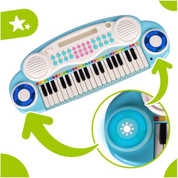 Vaikiškas pianinas su mikrofonu ir kėde 7