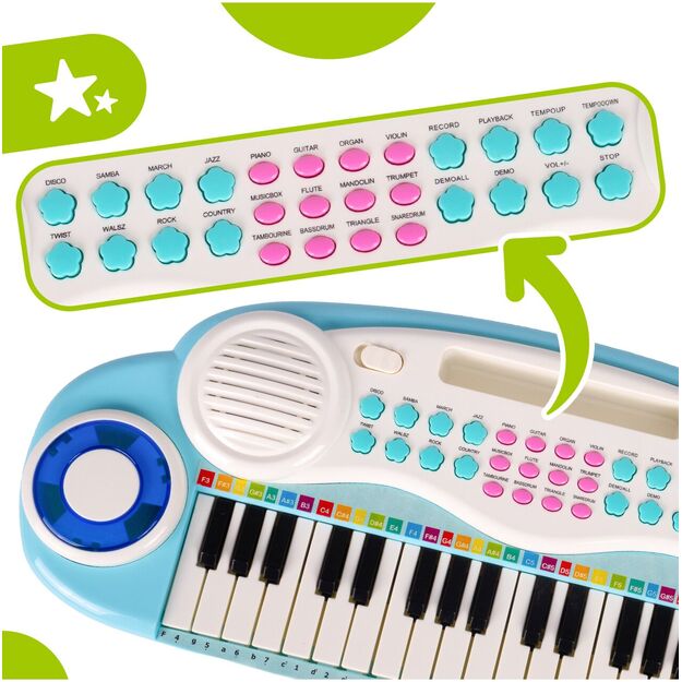 Vaikiškas pianinas su mikrofonu ir kėde 10