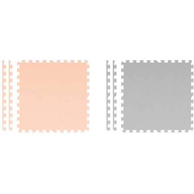 Didelis putplasčio dėlionės kilimėlis, pilkai rožinės spalvos, Ricokids, 180x180cm, 9 vnt. 1