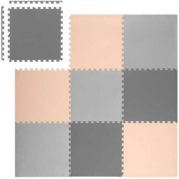 Didelis putplasčio dėlionės kilimėlis, pilkai rožinės spalvos, Ricokids, 180x180cm, 9 vnt. 3