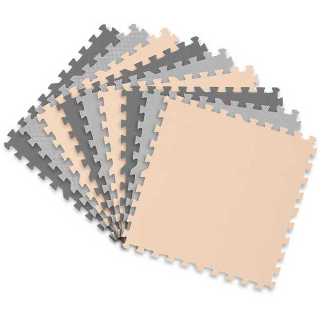 Didelis putplasčio dėlionės kilimėlis, pilkai rožinės spalvos, Ricokids, 180x180cm, 9 vnt. 6