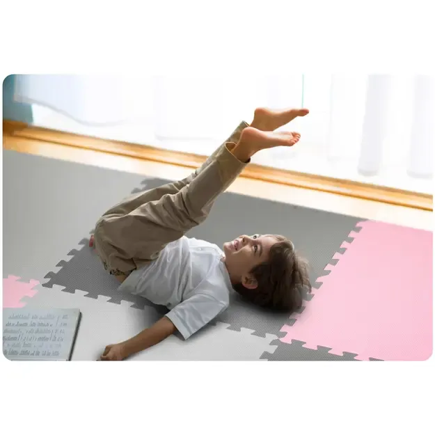 Didelis putplasčio dėlionės kilimėlis, pilkai rožinės spalvos, Ricokids, 180x180cm, 9 vnt. 3