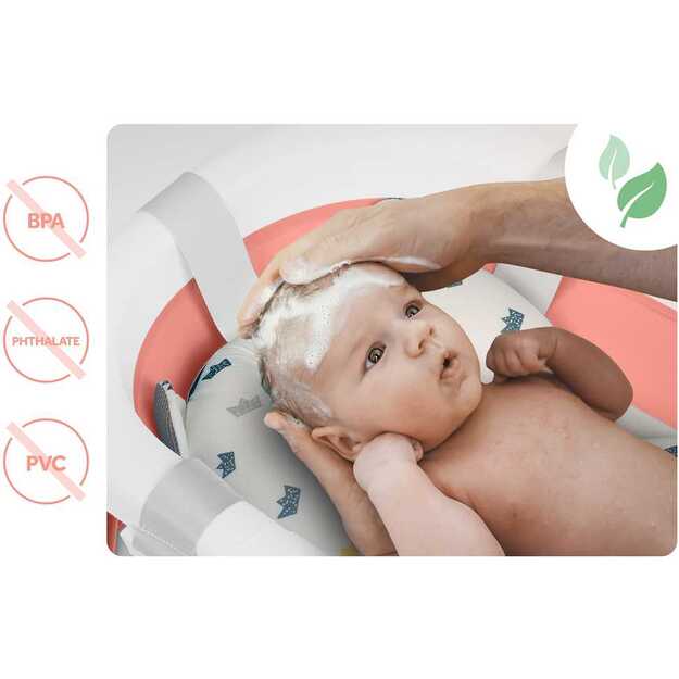 (NEVEIKIA TERMOMETRAS) Sulankstoma vonelė vaikams, kūdikiams su termometru ir įdėklu Ricokids RK-287 balta ir rožinė  6