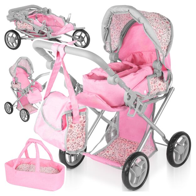 Vežimėlis lėlei gondola - nešioklė su rankine