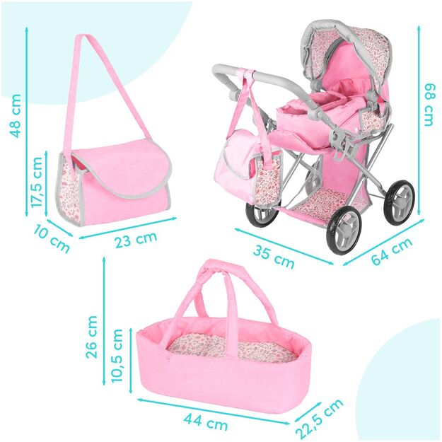 Vežimėlis lėlei gondola - nešioklė su rankine 2