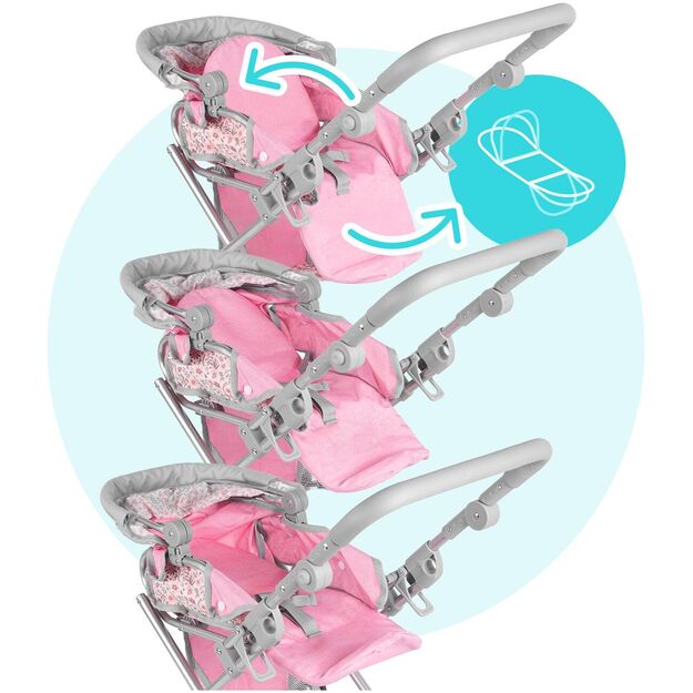 Vežimėlis lėlei gondola - nešioklė su rankine 10