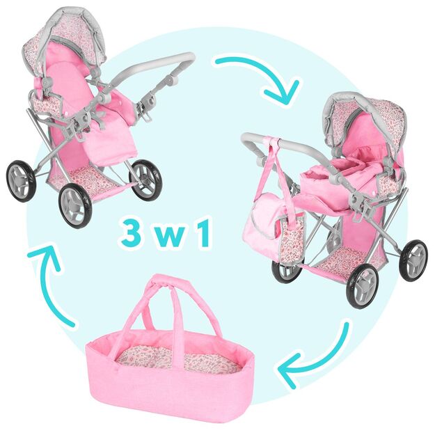 Vežimėlis lėlei gondola - nešioklė su rankine 12