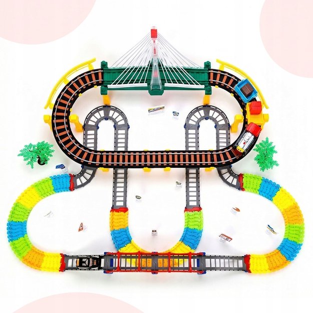 Žaislinė trasa elektrinis traukinys su tiltu, 212 vnt. 2