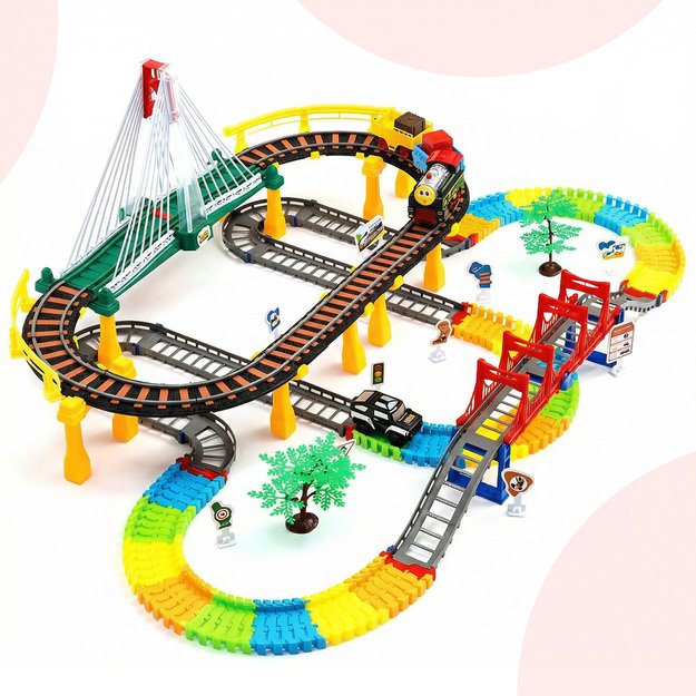 Žaislinė trasa elektrinis traukinys su tiltu, 212 vnt. 5