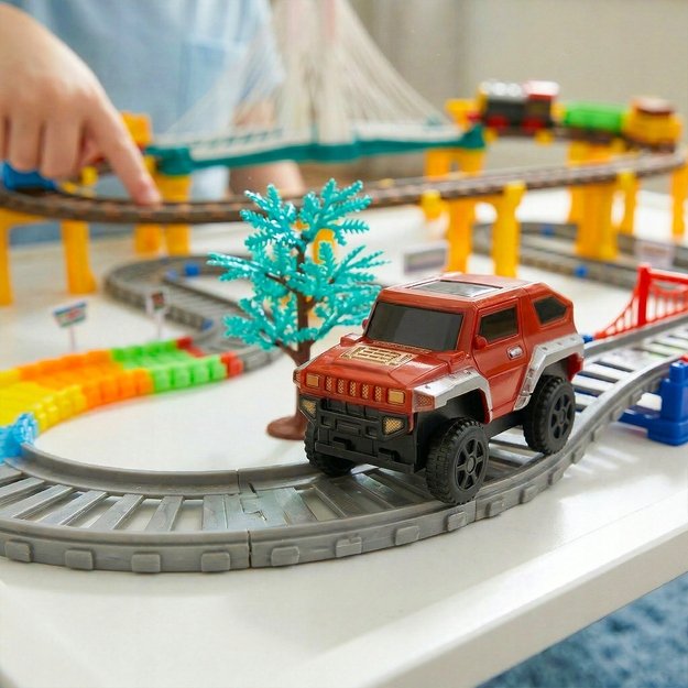 Žaislinė trasa elektrinis traukinys su tiltu, 212 vnt. 10