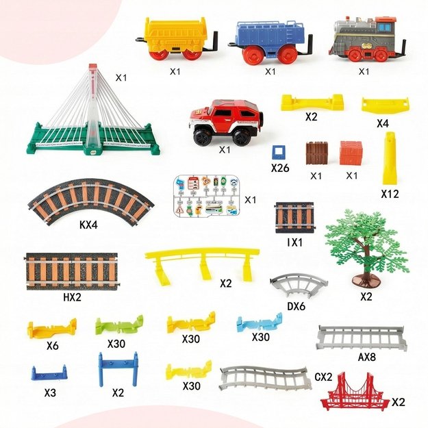 Žaislinė trasa elektrinis traukinys su tiltu, 212 vnt. 9