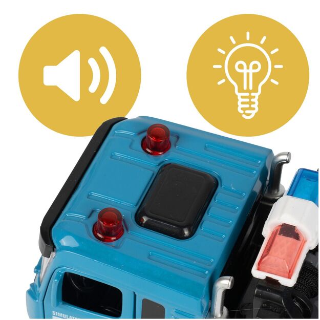 Žaislinis sunkvežimis vilkikas su kranu, metalinėmis atidaromomis durimis, šviesa ir garsu, 20 cm  6