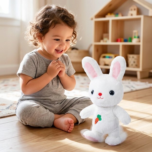 Minkštas žaislas vaikščiojantis, dainuojantis zuikutis, talismanas 4