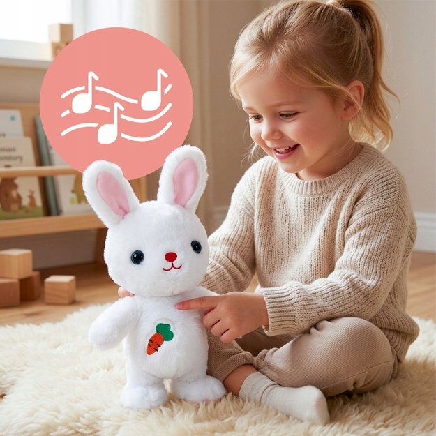 Minkštas žaislas vaikščiojantis, dainuojantis zuikutis, talismanas 5