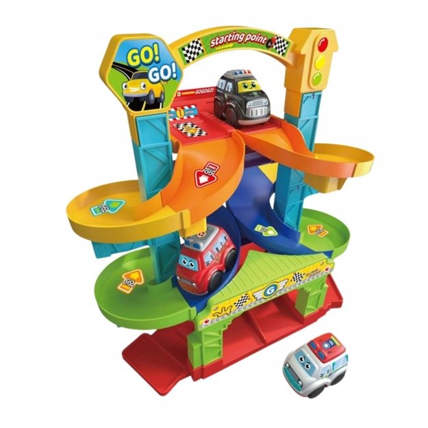 Žaislinė spiralinė lenktynių trasa kūdikiams su 2 sutomobiliais 6