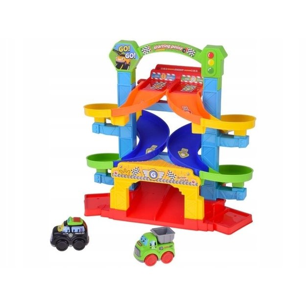 Žaislinė spiralinė lenktynių trasa kūdikiams su 2 sutomobiliais 1