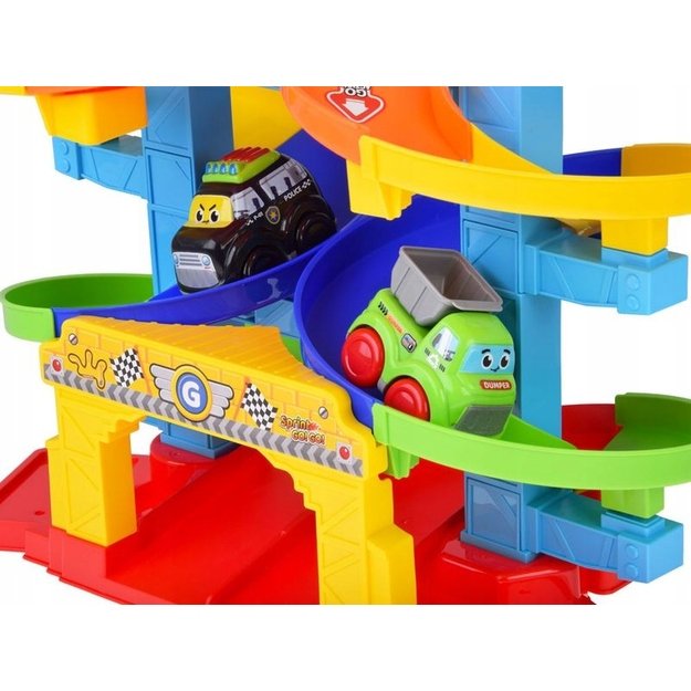 Žaislinė spiralinė lenktynių trasa kūdikiams su 2 sutomobiliais 2