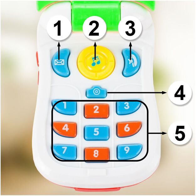 Interaktyvus spalvingas vaikiškas telefonas 6