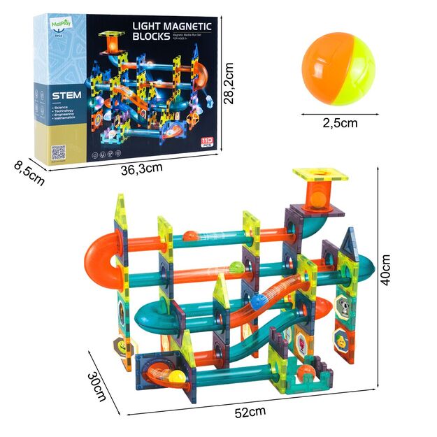 Šviečiantis magnetinis konstruktorius,110 vnt.