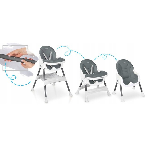 Ricokids Mani maitinimo kėdutė reguliuojama 3in 1, pilka