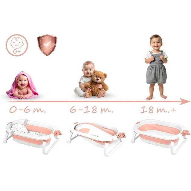 Sulankstoma vonia vaikams, kūdikiams su įdėklu Ricokids RK-286 balta ir rožinė 9