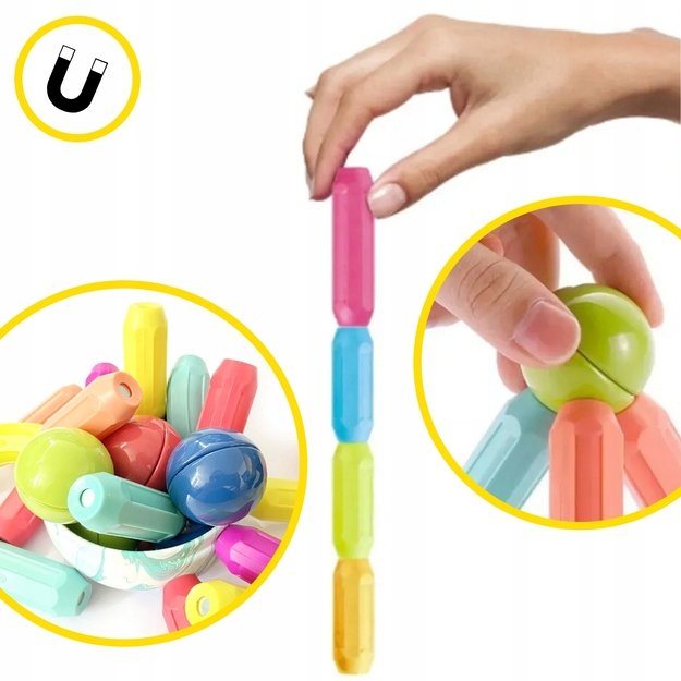 Magnetinis konstruktorius 3D, 80 detalių   6