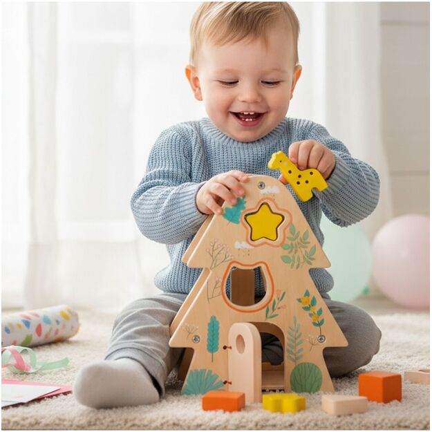 Medinė dėlionė rūšiuoklis Eglutė 3