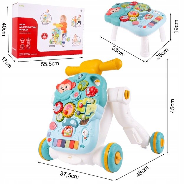 (NEGROJA PIANINAS PANELĖJE) Lavinamasis daugiafunkcis stumdukas kūdikiams, 4in1  3