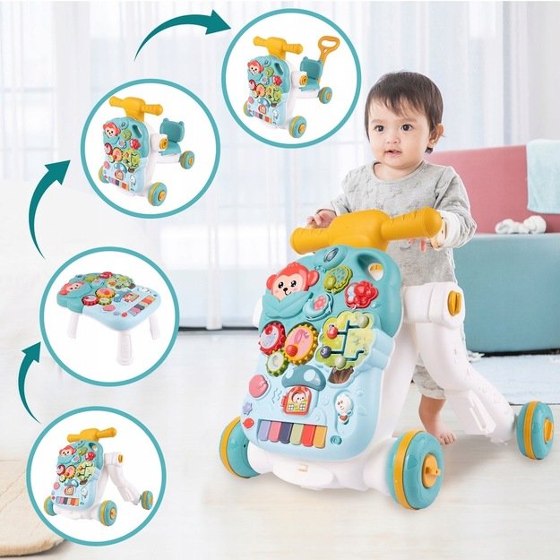 (NEGROJA PIANINAS PANELĖJE) Lavinamasis daugiafunkcis stumdukas kūdikiams, 4in1  6