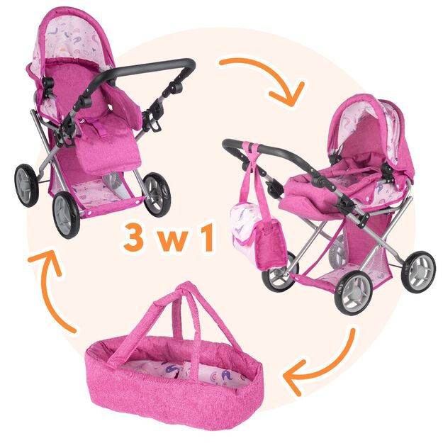 Vežimėlis lėlei gondola - nešioklė su rankine 2