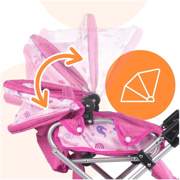 Vežimėlis lėlei gondola - nešioklė su rankine 10