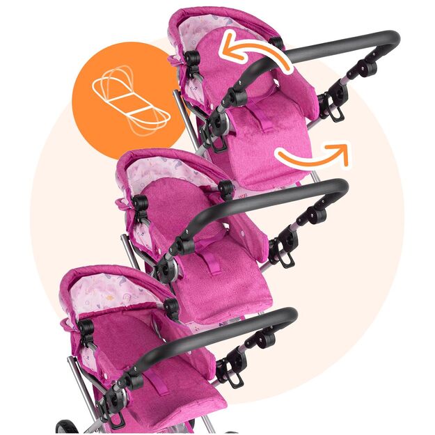 Vežimėlis lėlei gondola - nešioklė su rankine 11