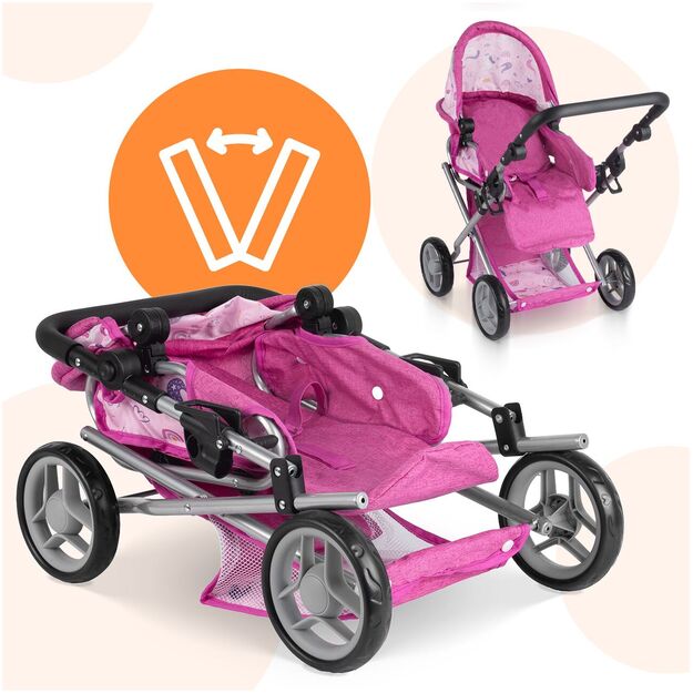 Vežimėlis lėlei gondola - nešioklė su rankine 13