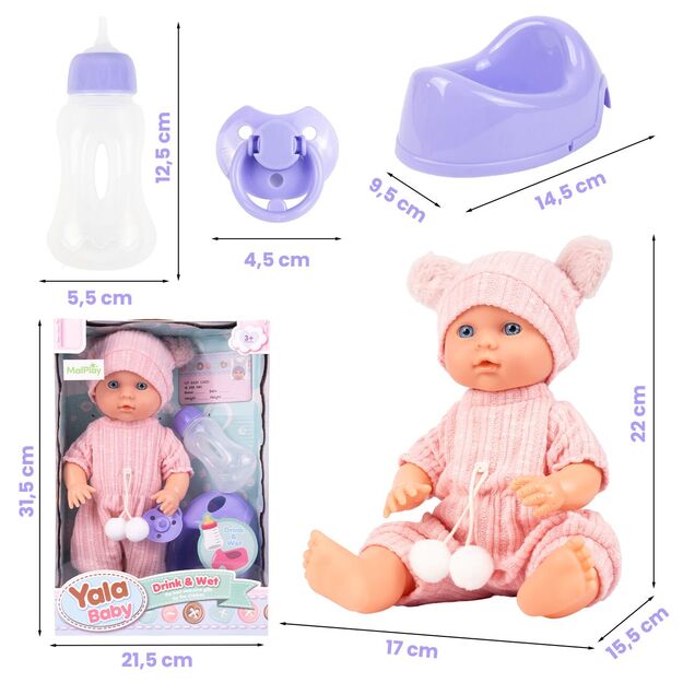 Lėlė kūdikis su priedais, geria ir šlapinasi, 30 cm 2