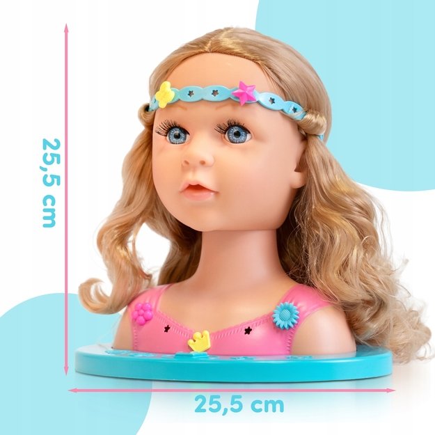 Lėlės galva šukavimui ir makiažui su aksesuarais, didelis rinkinys 1