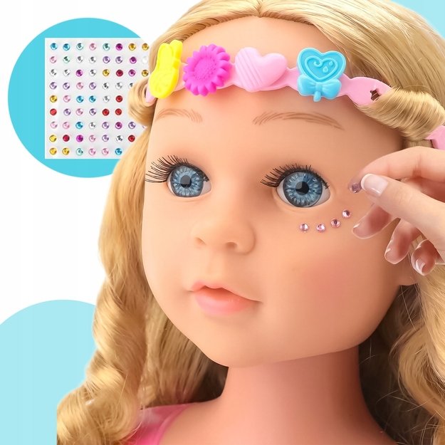 Lėlės galva šukavimui ir makiažui su aksesuarais, didelis rinkinys 3