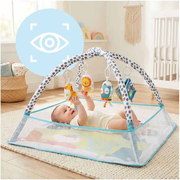 Lavinamasis kilimėlis kūdikiams su arkomis, tinkleliu ir pakabukais 76x76 cm 4