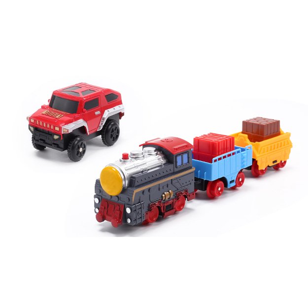 Urban Transport Track trasa su šviečiančiu tiltu– kūrybiškas žaislas vaikams (102 dalys) 1