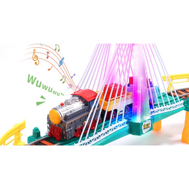 Urban Transport Track trasa su šviečiančiu tiltu– kūrybiškas žaislas vaikams (102 dalys) 4