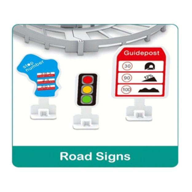 Urban Transport Track trasa su šviečiančiu tiltu– kūrybiškas žaislas vaikams (102 dalys) 8